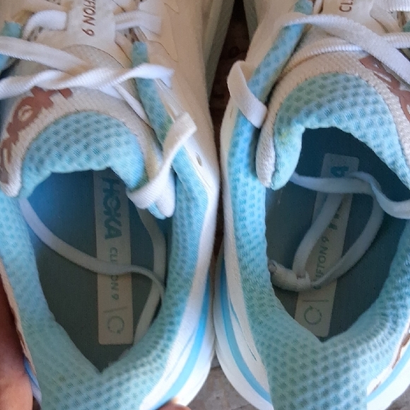 Hoka White and Light Blue Athletic Shoes - Picture 14 of 16